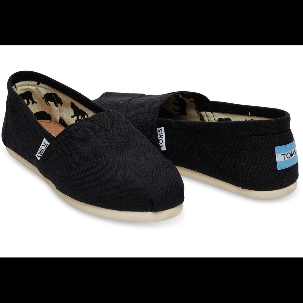 Womens Classic Black Canvas Toms Size 9 New In Box